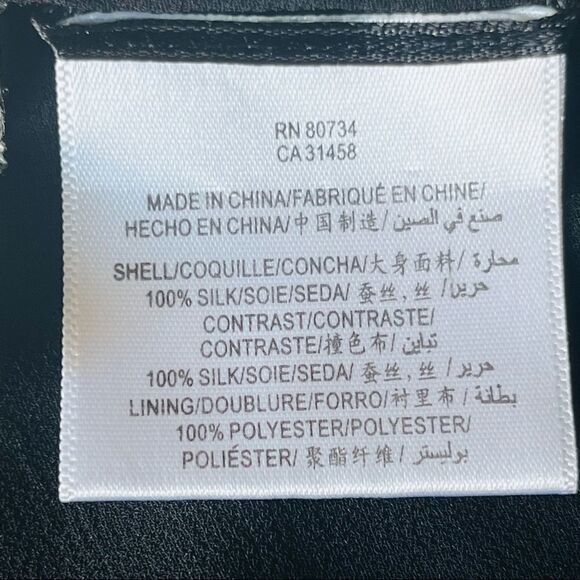 BCBGMAXAZRIA Sleeveless V-Neck Blouse Black Gray Abstract Print Silk Size XS - Picture 7 of 9